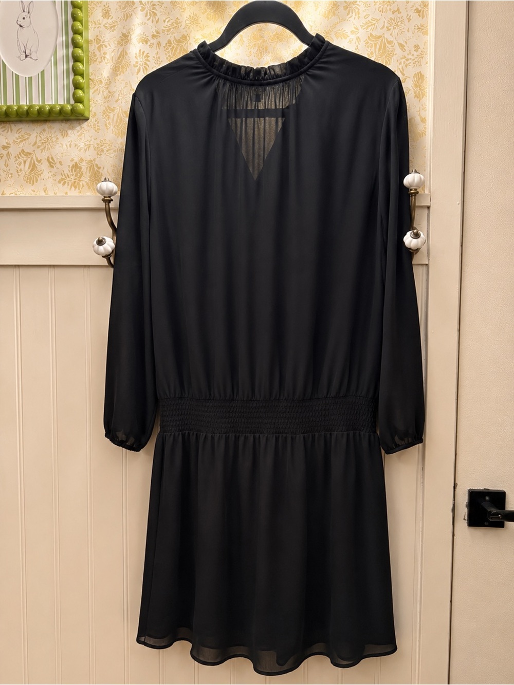 J.Crew Mercantile Black Sheer Smocked Waist Dress Size XL - Picture 3 of 4